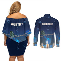 Yom HaShoah 2024 Couples Matching Off Shoulder Short Dress and Long Sleeve Button Shirt Holocaust Remembrance Day - Wonder Print Shop