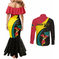 Mozambique Independence Day Couples Matching Mermaid Dress and Long Sleeve Button Shirt Muzambhiki 1975 Anniversary