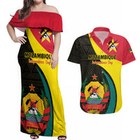 Mozambique Independence Day Couples Matching Off Shoulder Maxi Dress and Hawaiian Shirt Muzambhiki 1975 Anniversary - Wonder Print Shop