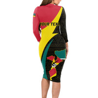 Mozambique Independence Day Long Sleeve Bodycon Dress Muzambhiki 1975 Anniversary - Wonder Print Shop