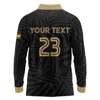 Custom Football 2026 Ghana Long Sleeve Polo Shirt Black Stars Rise