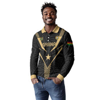 Custom Football 2026 Ghana Long Sleeve Polo Shirt Black Stars Rise