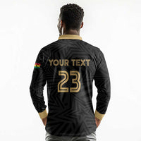 Custom Football 2026 Ghana Long Sleeve Polo Shirt Black Stars Rise