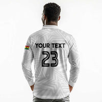 Custom Football 2026 Ghana Long Sleeve Polo Shirt Black Stars Go Glory