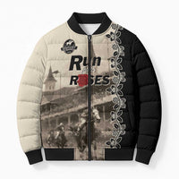 Personalized Kentucky Run For The Rose Bomber Puffer Jacket Beige Rose Floral