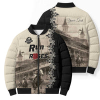 Personalized Kentucky Run For The Rose Bomber Puffer Jacket Beige Rose Floral