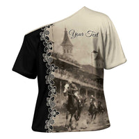 Personalized Kentucky Run For The Rose Cross Shoulder Shirt Beige Rose Floral