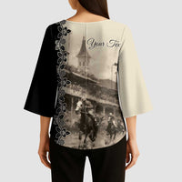 Personalized Kentucky Run For The Rose Kimono Sleeve Blouse Beige Rose Floral