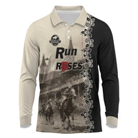 Personalized Kentucky Run For The Rose Long Sleeve Polo Shirt Beige Rose Floral