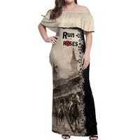 Personalized Kentucky Run For The Rose Off Shoulder Maxi Dress Beige Rose Floral