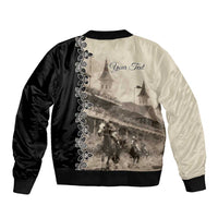 Personalized Kentucky Run For The Rose Sleeve Zip Bomber Jacket Beige Rose Floral