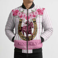 Personalized Kentucky Horse Racing Bomber Puffer Jacket Run For The Rose