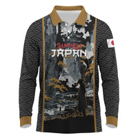 Custom Baseball Japan Samurai Long Sleeve Polo Shirt Black Grunge Vintage