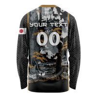 Custom Baseball Japan Samurai Long Sleeve Shirt Black Grunge Vintage