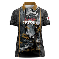 Custom Baseball Japan Samurai Women Polo Shirt Black Grunge Vintage