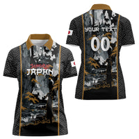 Custom Baseball Japan Samurai Women Polo Shirt Black Grunge Vintage