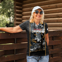 Custom Baseball Japan Samurai Women Polo Shirt Black Grunge Vintage