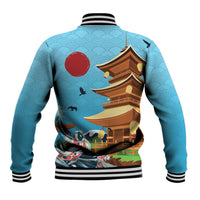 Japan Land Of The Rising Sun Baseball Jacket Japanese Pagoda Koi Fish