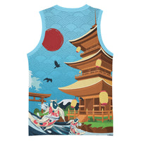 Japan Land Of The Rising Sun Basketball Jersey Japanese Pagoda Koi Fish