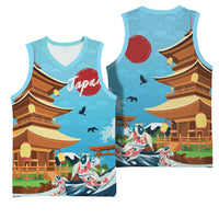 Japan Land Of The Rising Sun Basketball Jersey Japanese Pagoda Koi Fish