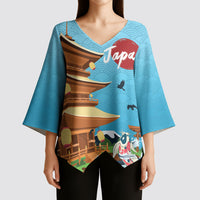 Japan Land Of The Rising Sun Kimono Sleeve Blouse Japanese Pagoda Koi Fish