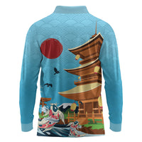 Japan Land Of The Rising Sun Long Sleeve Polo Shirt Japanese Pagoda Koi Fish