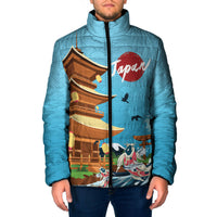 Japan Land Of The Rising Sun Padded Jacket Japanese Pagoda Koi Fish