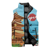 Japan Land Of The Rising Sun Sleeveless Puffer Jacket Japanese Pagoda Koi Fish