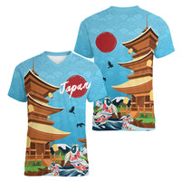 Japan Land Of The Rising Sun Women V-Neck T-Shirt Japanese Pagoda Koi Fish