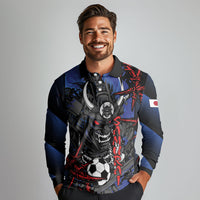 Personalised Japan Samurai 2026 Football Long Sleeve Polo Shirt Come To Fight