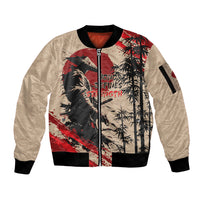 Personalised Japan Samurai Vintage Sleeve Zip Bomber Jacket Honor Defines Strength