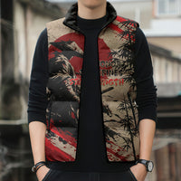 Personalised Japan Samurai Vintage Sleeveless Puffer Jacket Honor Defines Strength