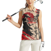 Personalised Japan Samurai Vintage Women Sleeveless Polo Shirt Honor Defines Strength