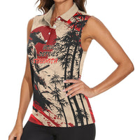 Personalised Japan Samurai Vintage Women Sleeveless Polo Shirt Honor Defines Strength