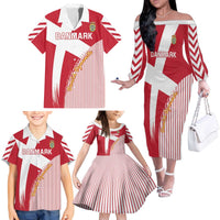 Custom Danmark 2024 Football Family Matching Off The Shoulder Long Sleeve Dress and Hawaiian Shirt We are Red We are White We are Danish Dynamite - Wonder Print Shop