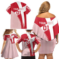 Custom Danmark 2024 Football Family Matching Off Shoulder Short Dress and Hawaiian Shirt We are Red We are White We are Danish Dynamite - Wonder Print Shop