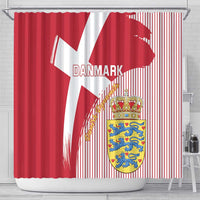 Danmark 2024 Football Shower Curtain We are Red We are White We are Danish Dynamite