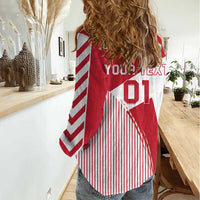 Custom Danmark 2024 Football Women Casual Shirt We are Red We are White We are Danish Dynamite - Wonder Print Shop