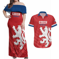 Custom Czech Republic 2024 Football Couples Matching Off Shoulder Maxi Dress and Hawaiian Shirt Jeden Tym Jeden Cil Czechia - Wonder Print Shop