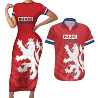 Custom Czech Republic 2024 Football Couples Matching Short Sleeve Bodycon Dress and Hawaiian Shirt Jeden Tym Jeden Cil Czechia - Wonder Print Shop