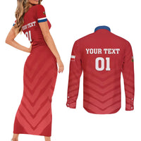 Custom Czech Republic 2024 Football Couples Matching Short Sleeve Bodycon Dress and Long Sleeve Button Shirt Jeden Tym Jeden Cil Czechia - Wonder Print Shop