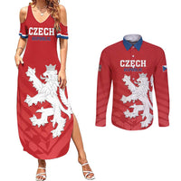Custom Czech Republic 2024 Football Couples Matching Summer Maxi Dress and Long Sleeve Button Shirt Jeden Tym Jeden Cil Czechia - Wonder Print Shop