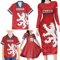 Custom Czech Republic 2024 Football Family Matching Long Sleeve Bodycon Dress and Hawaiian Shirt Jeden Tym Jeden Cil Czechia - Wonder Print Shop