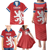Custom Czech Republic 2024 Football Family Matching Puletasi and Hawaiian Shirt Jeden Tym Jeden Cil Czechia - Wonder Print Shop