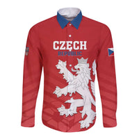 Custom Czech Republic 2024 Football Long Sleeve Button Shirt Jeden Tym Jeden Cil Czechia - Wonder Print Shop