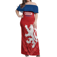 Custom Czech Republic 2024 Football Off Shoulder Maxi Dress Jeden Tym Jeden Cil Czechia - Wonder Print Shop