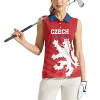 Custom Czech Republic 2024 Football Women Sleeveless Polo Shirt Jeden Tym Jeden Cil Czechia - Wonder Print Shop