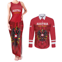 Custom Austria 2024 Football Couples Matching Tank Maxi Dress and Long Sleeve Button Shirt Das Team Go Champions - Wonder Print Shop