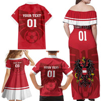 Custom Austria 2024 Football Family Matching Off Shoulder Maxi Dress and Hawaiian Shirt Das Team Go Champions - Wonder Print Shop