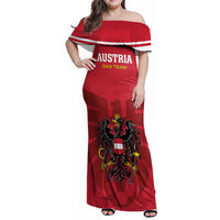 Custom Austria 2024 Football Family Matching Off Shoulder Maxi Dress and Hawaiian Shirt Das Team Go Champions - Wonder Print Shop